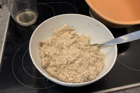 Shred and mix the chicken meat